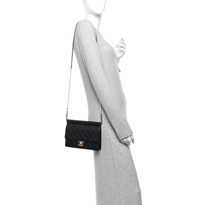 Chanel Lambskin Quilted Large Pearl Chain Flap Bag Black 2 of 10