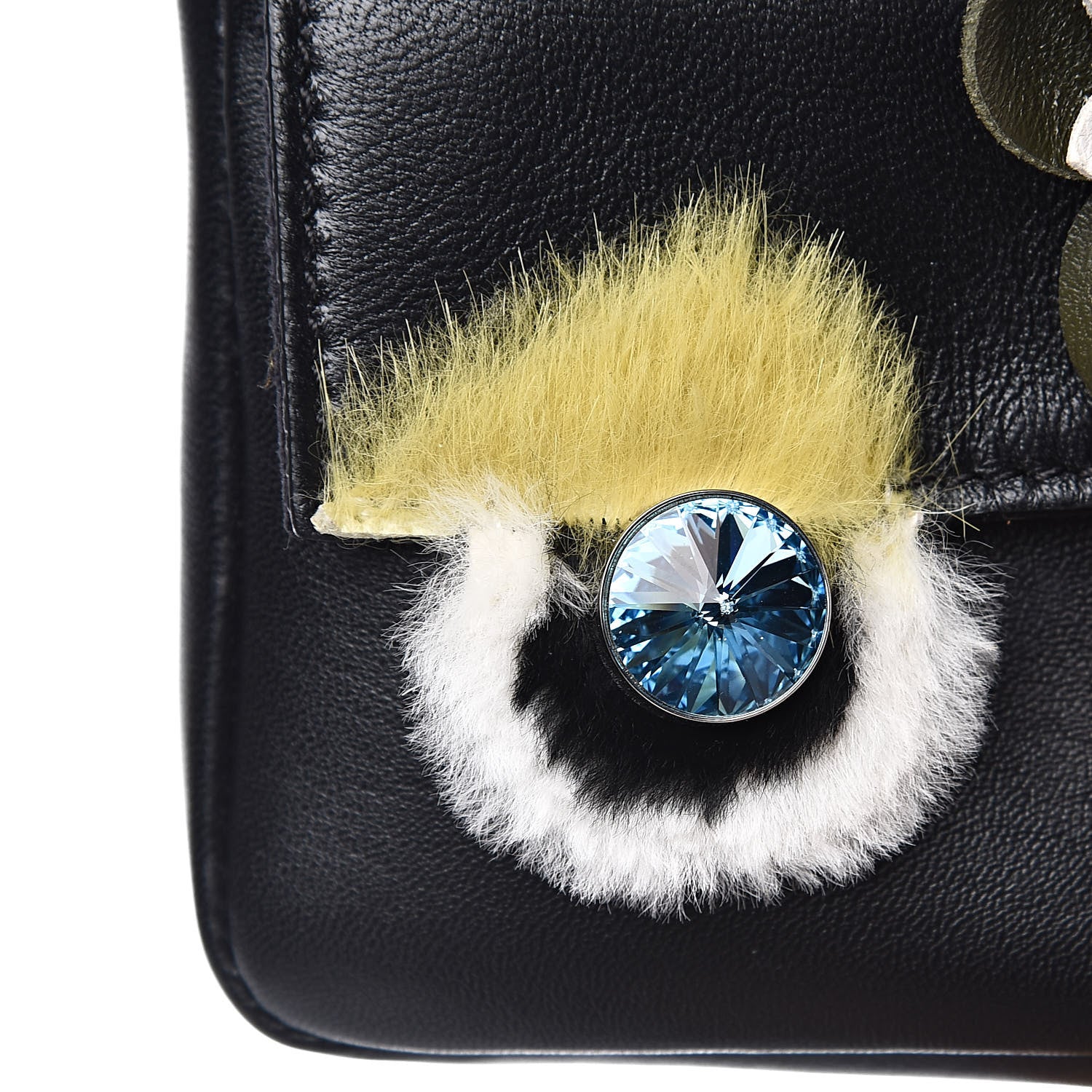 Fendi Shiny Nappa Rabbit Fur Crystal Flowerland Micro Buggie Baguette Black Mojito Multicolor 10 of 11