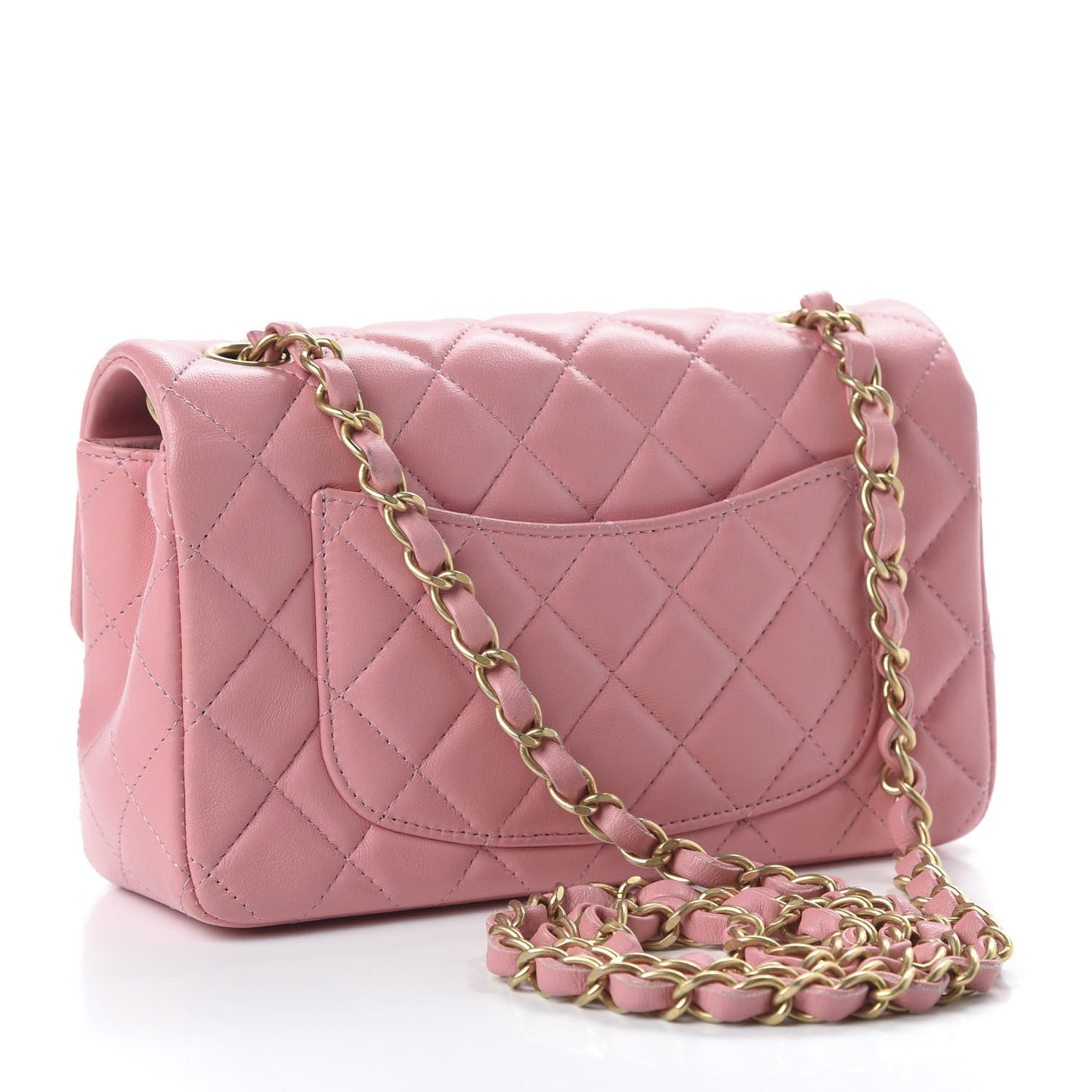 Lambskin Quilted Mini Rectangular Flap Pink