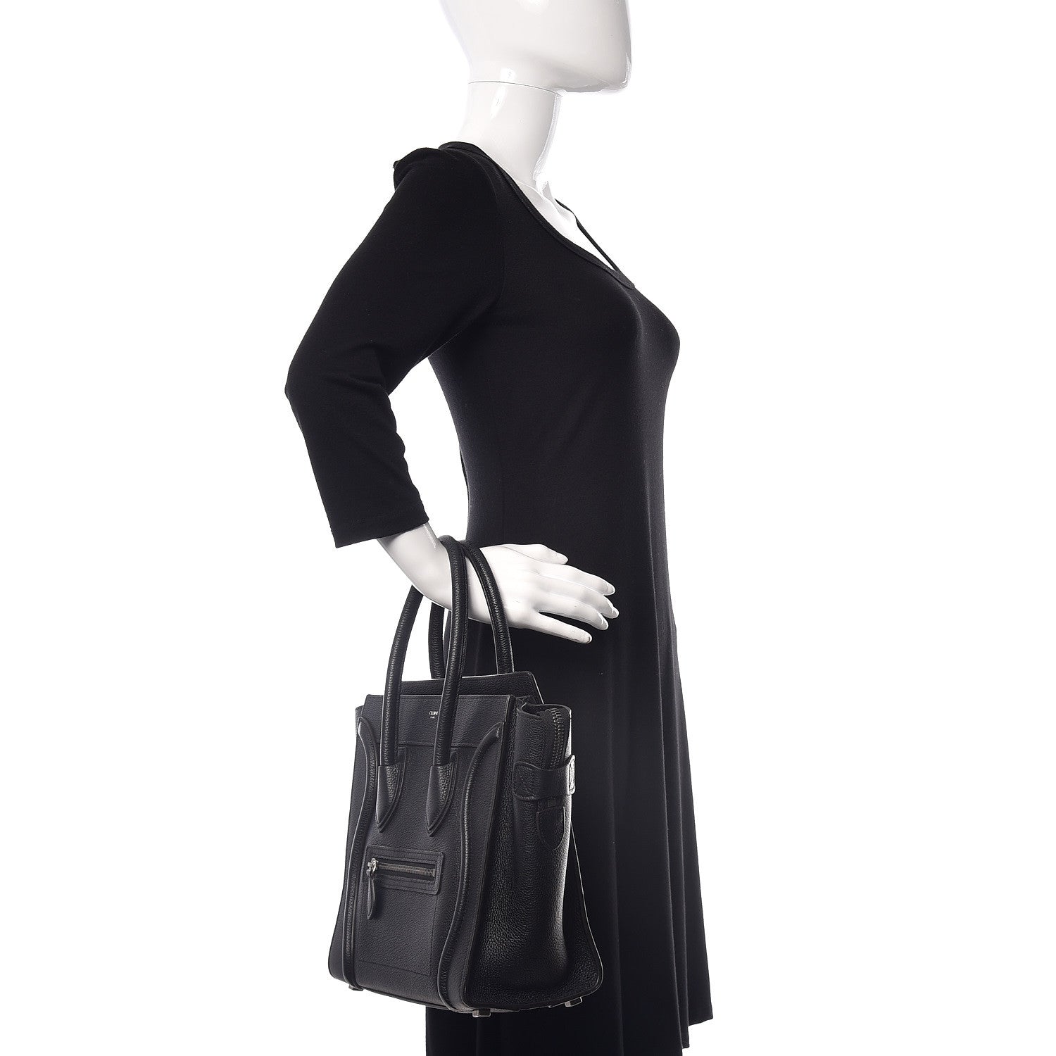 Celine Drummed Calfskin Micro Luggage Black 2 of 10
