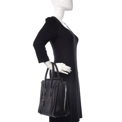 Celine Drummed Calfskin Micro Luggage Black 2 of 10