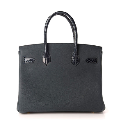 Hermes Togo Shiny Niloticus Crocodile Birkin Touch 30 Vert Rousseau 4 of 36