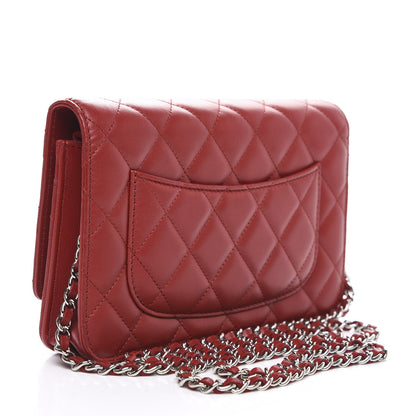 Chanel Lambskin Quilted Wallet On Chain WOC Red 2 of 10