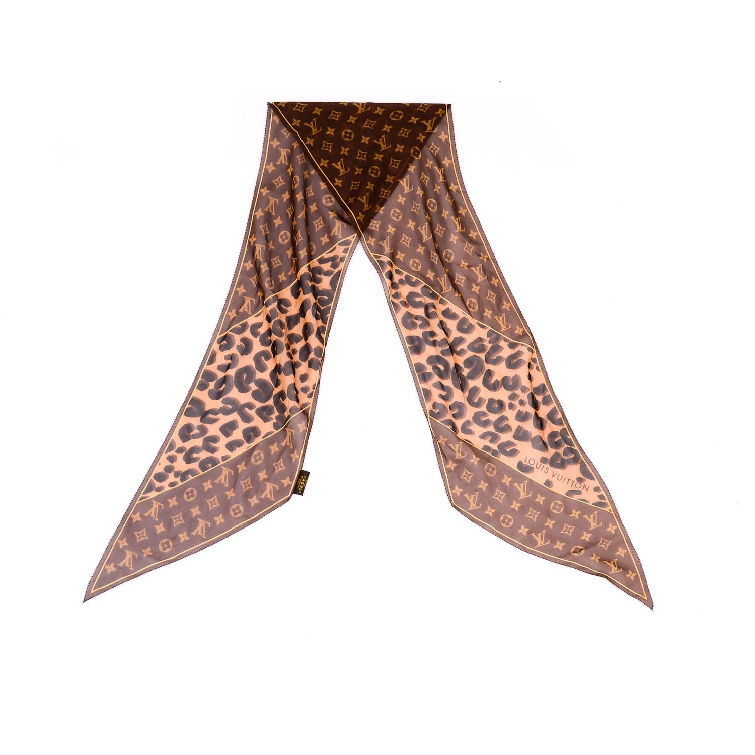 Louis Vuitton Silk Crepe Leopard Monogram Scarf 3 of 5