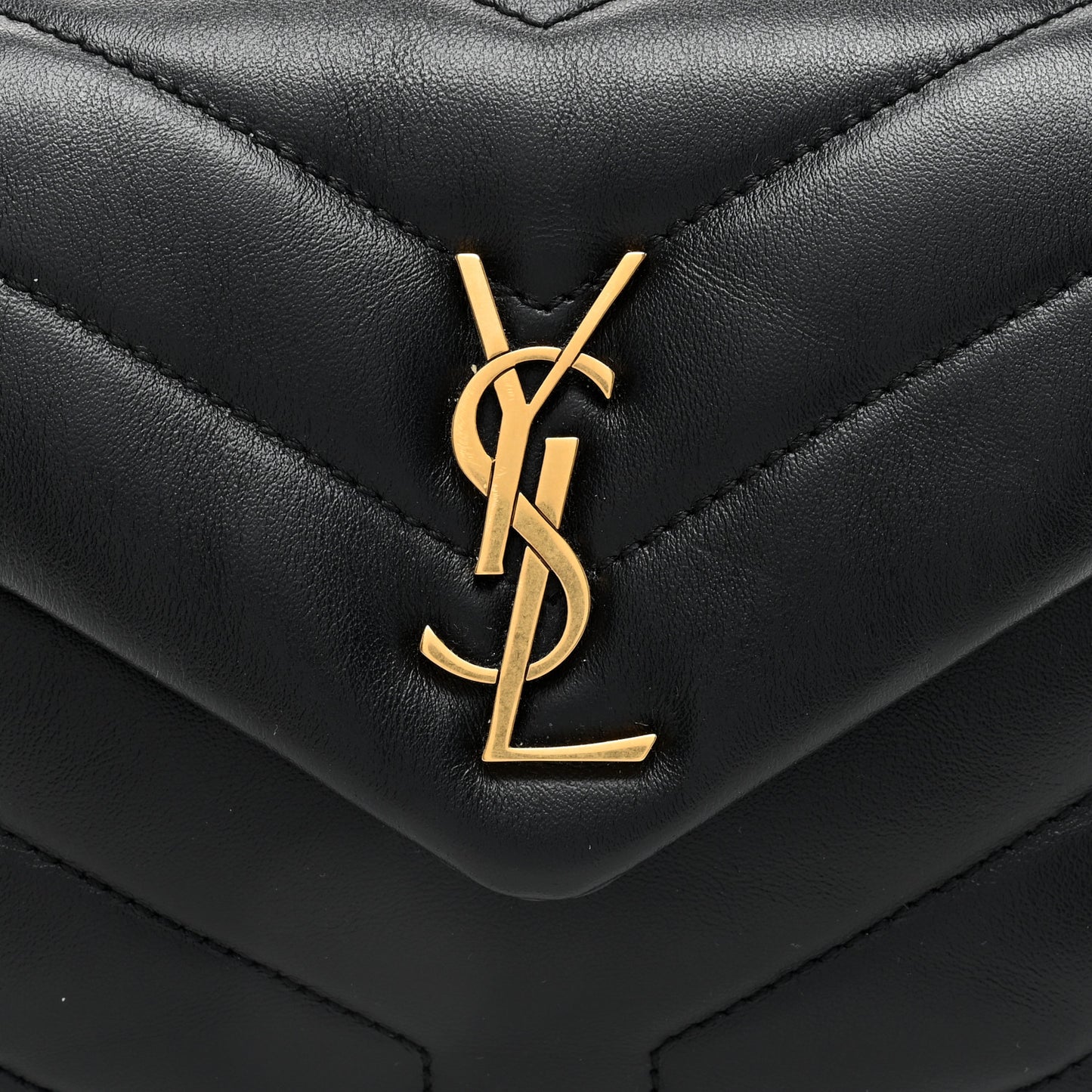 Calfskin Y Quilted Monogram Toy Loulou Crossbody Bag Black