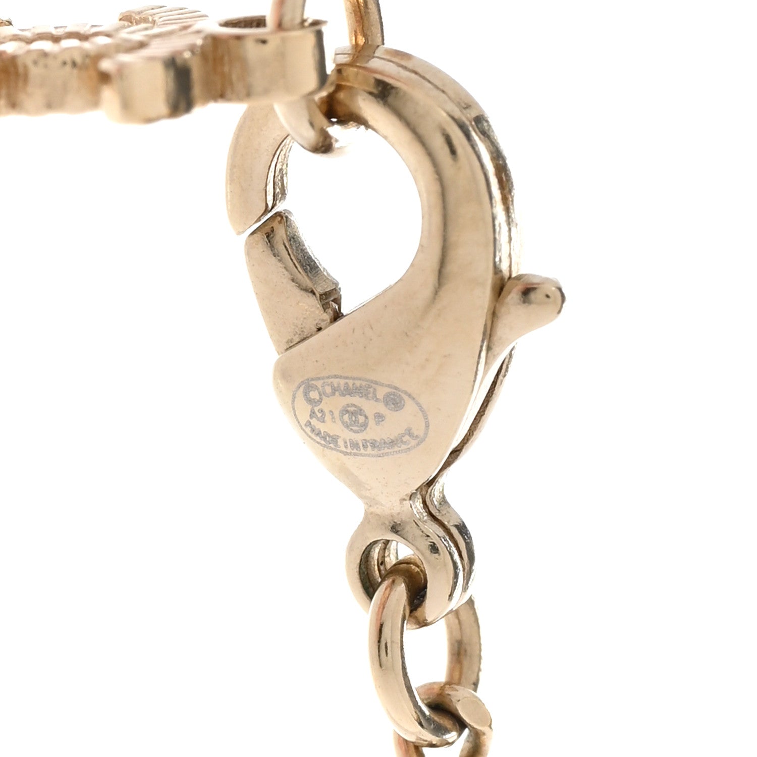 Chanel Crystal CC Logo Pendant Necklace Gold 6 of 7