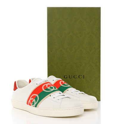 Gucci Calfskin Web Interlocking G Mens Ace Sneakers 9 White 9 of 9
