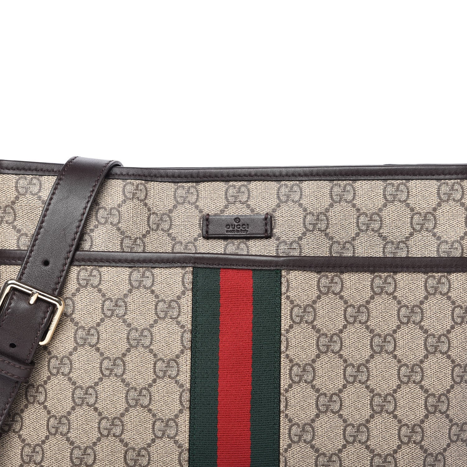 Gucci GG Supreme Monogram Web Flat Messenger Bag Dark Brown 10 of 10