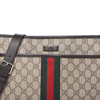 Gucci GG Supreme Monogram Web Flat Messenger Bag Dark Brown 10 of 10