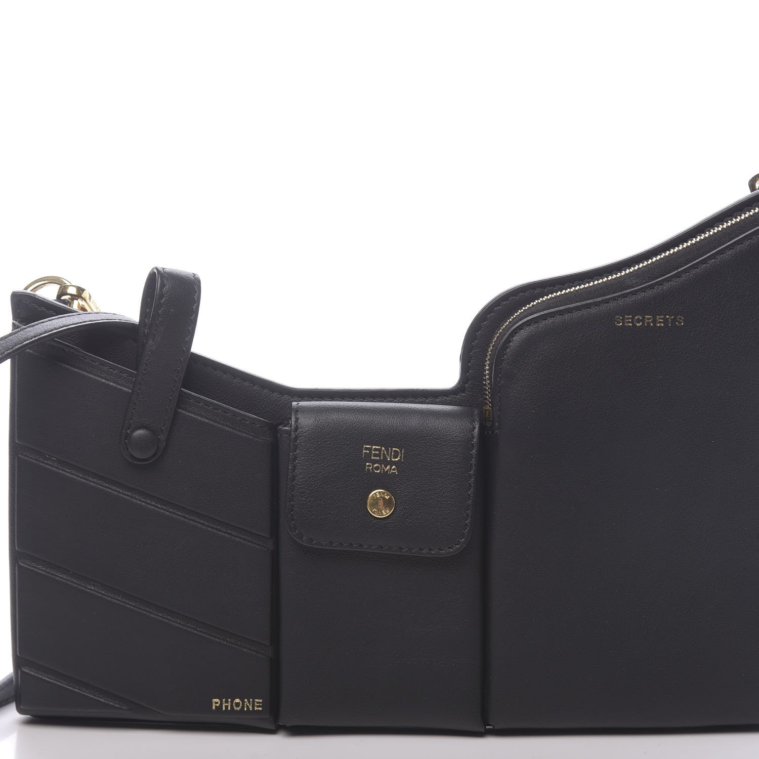 Fendi Vitello Grace 3 Pocket Mini Crossbody Bag Matte Black 12 of 12