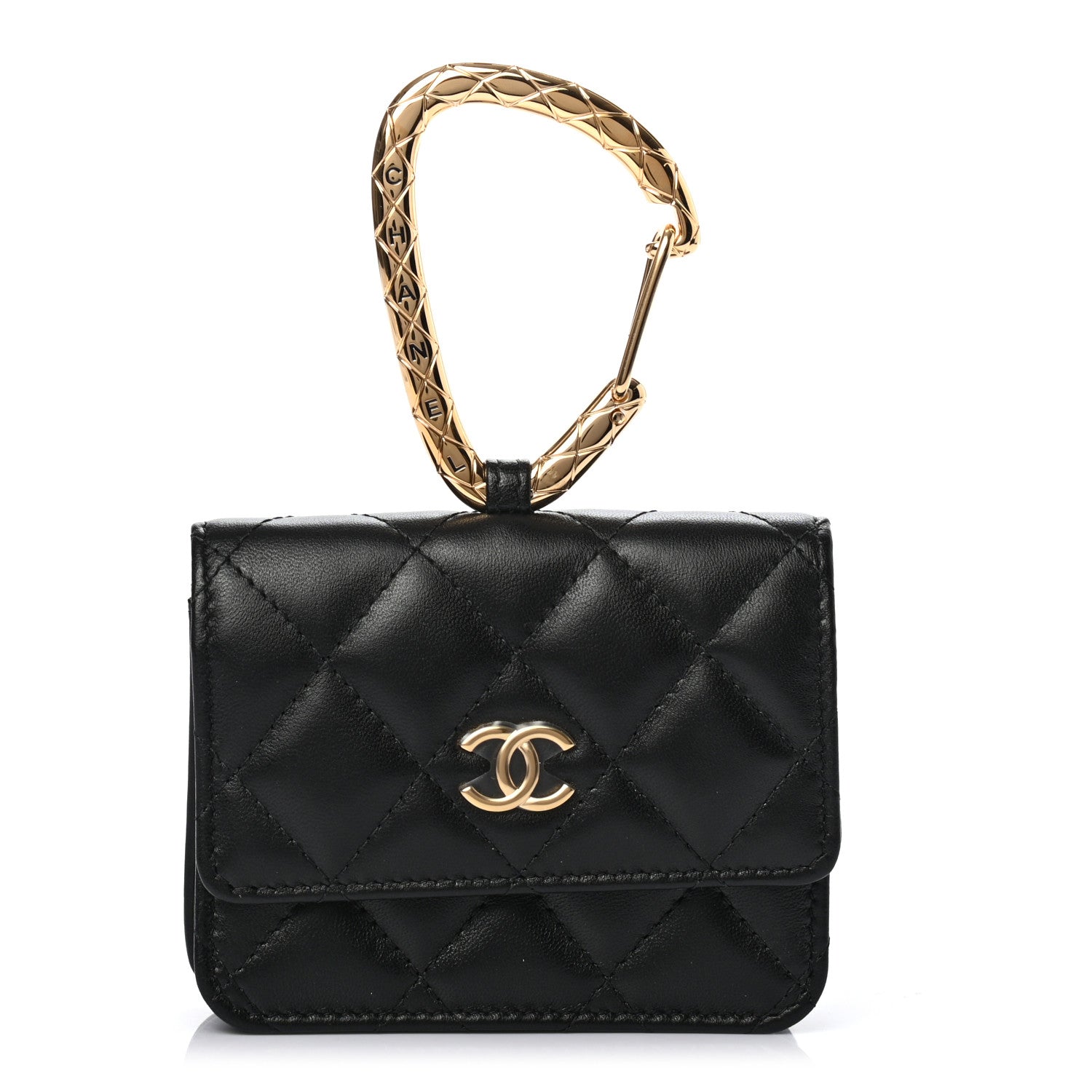 Chanel Lambskin Quilted CC Hook Card Holder Black 1 of 7