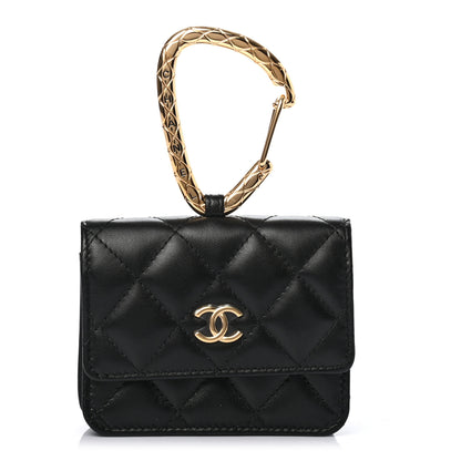 Chanel Lambskin Quilted CC Hook Card Holder Black 1 of 7