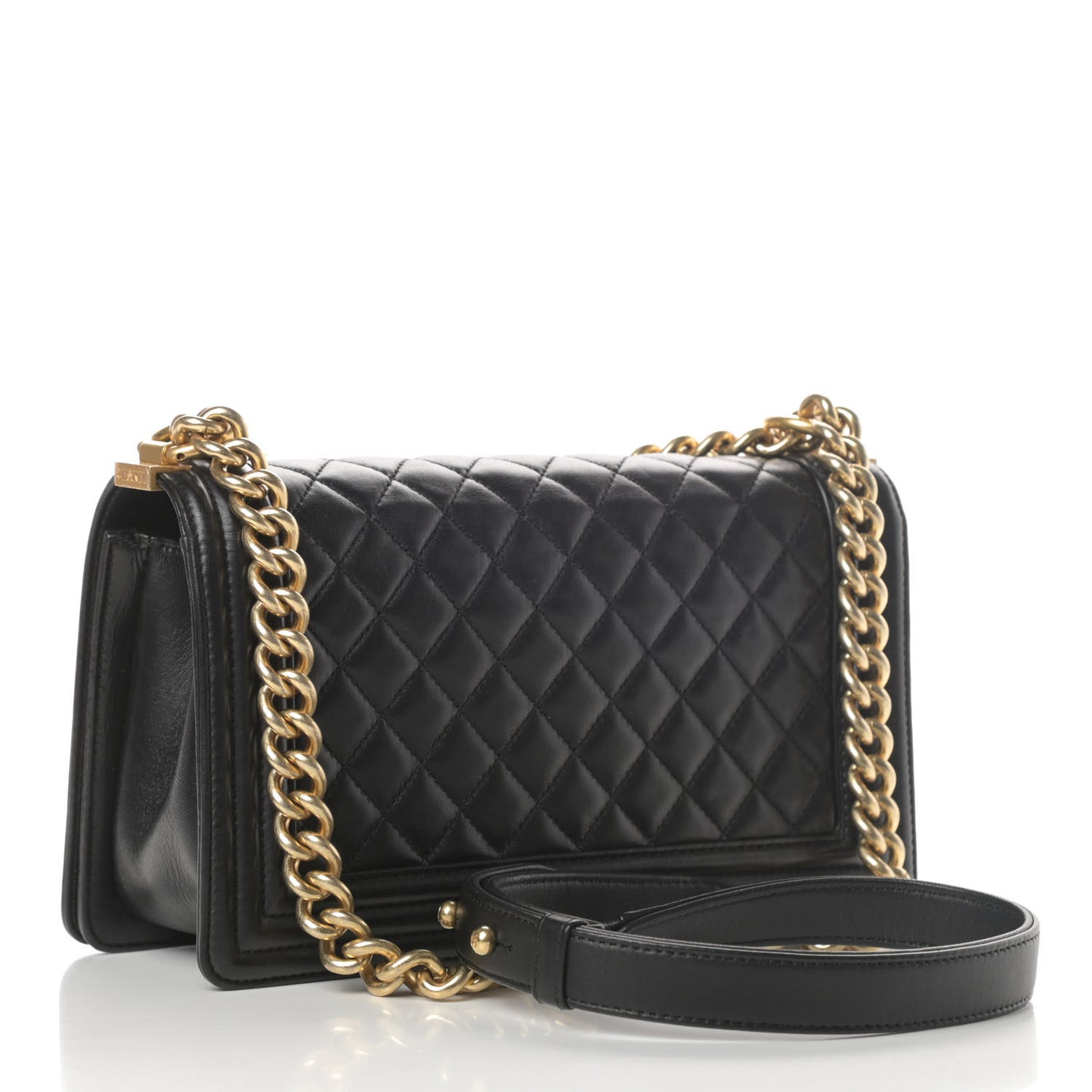 Lambskin Quilted Medium Boy Flap Black