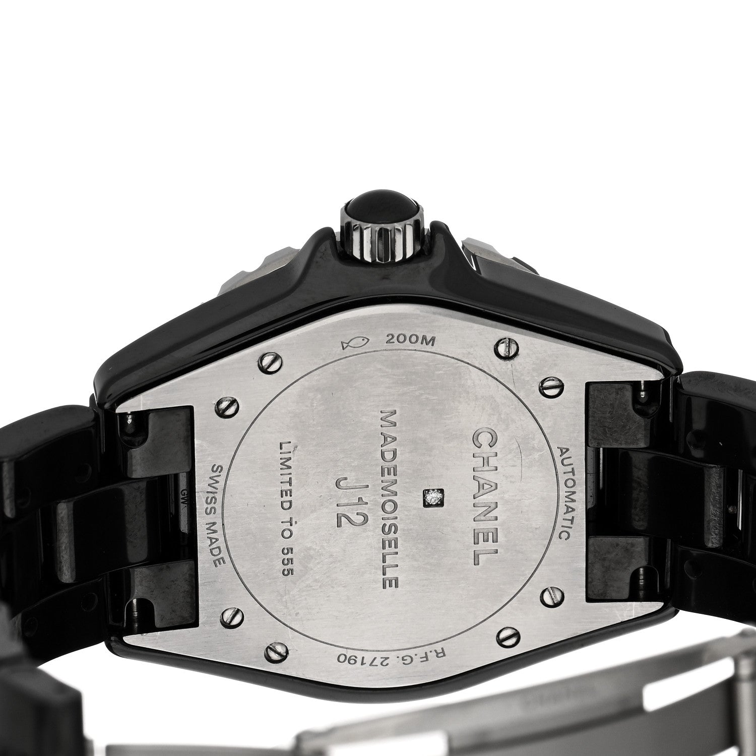 Chanel Stainless Steel Ceramic Diamond 38mm J12 Limited Edition Mademoiselle Automatic Watch Black 4 of 4