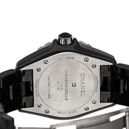 Chanel Stainless Steel Ceramic Diamond 38mm J12 Limited Edition Mademoiselle Automatic Watch Black 4 of 4