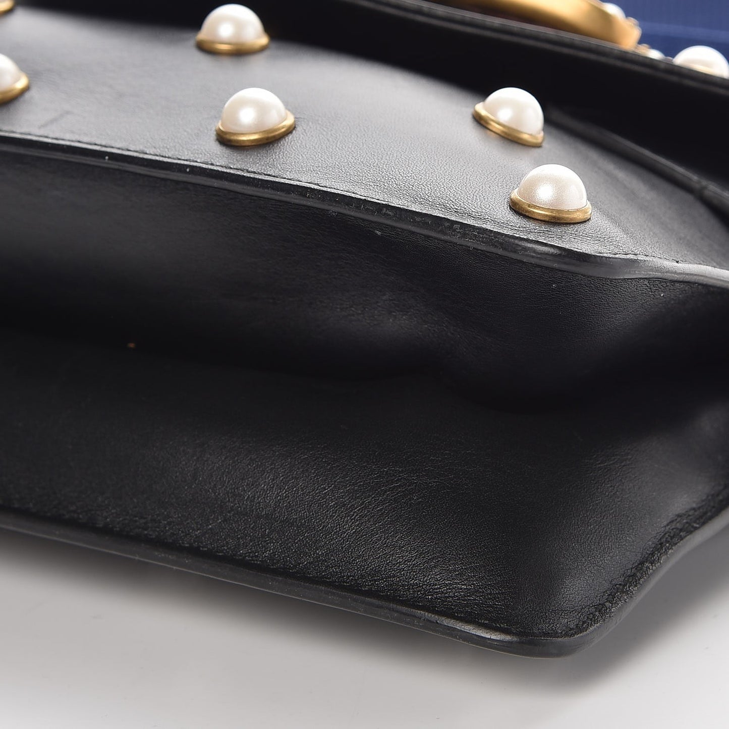 Nappa Pearl Studded Mini Queen Margaret Broadway Shoulder Bag Black
