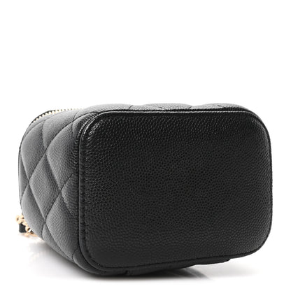 Chanel Caviar Quilted Mini Pearl On Top Vanity Case With Chain Black 4 of 10
