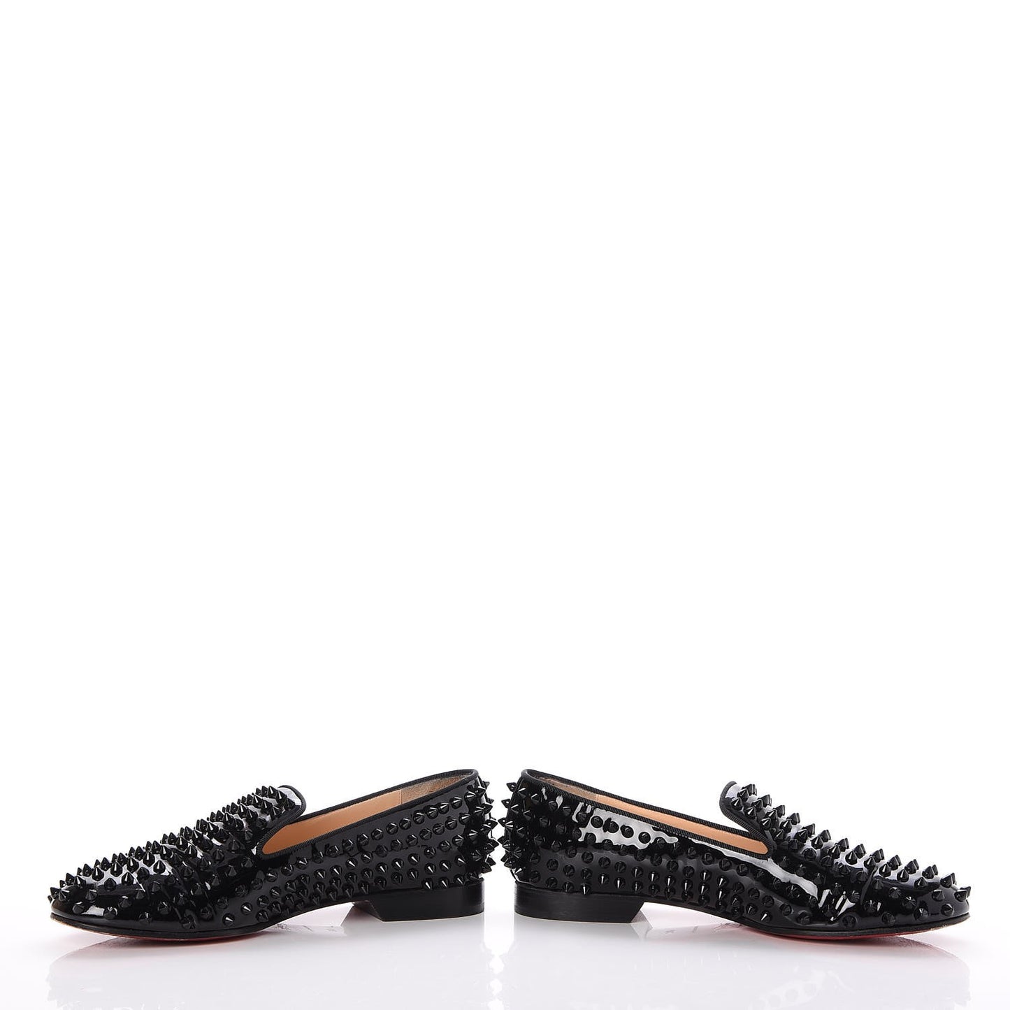 Patent Calfskin Rolling Spikes Loafers 38 Black