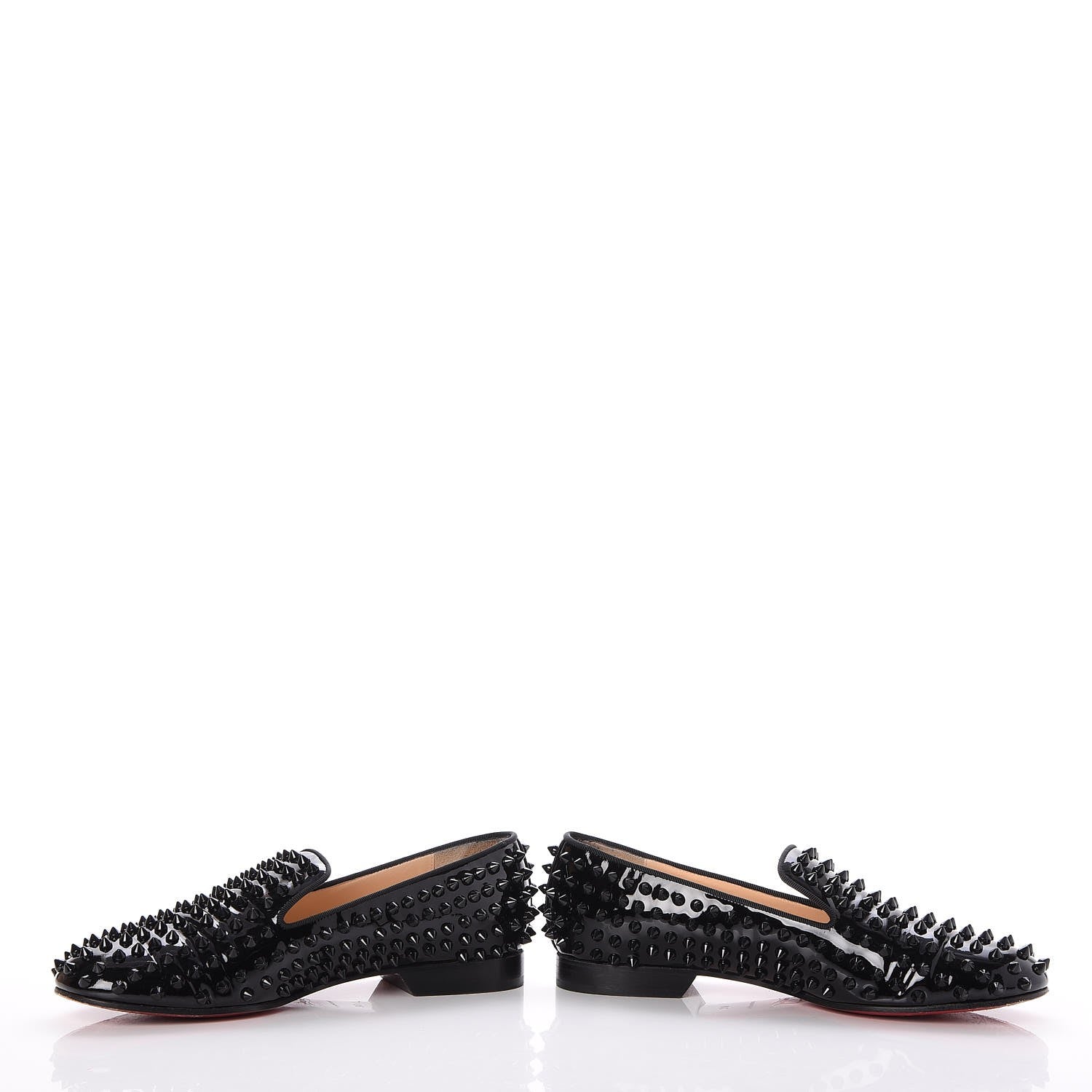 Christian Louboutin Patent Calfskin Rolling Spikes Loafers 38 Black 8 of 10