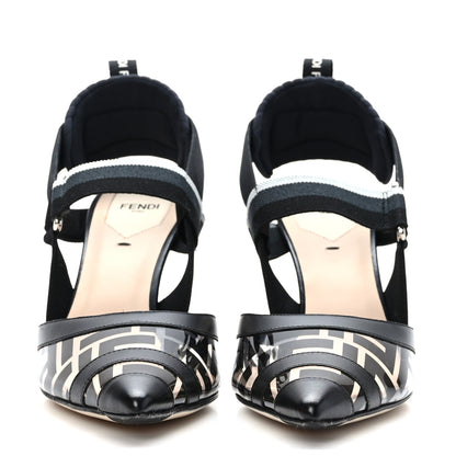 Fendi PVC Vitello FF Colibri 85mm Slingback Pumps 39 Transparent Black 2 of 7