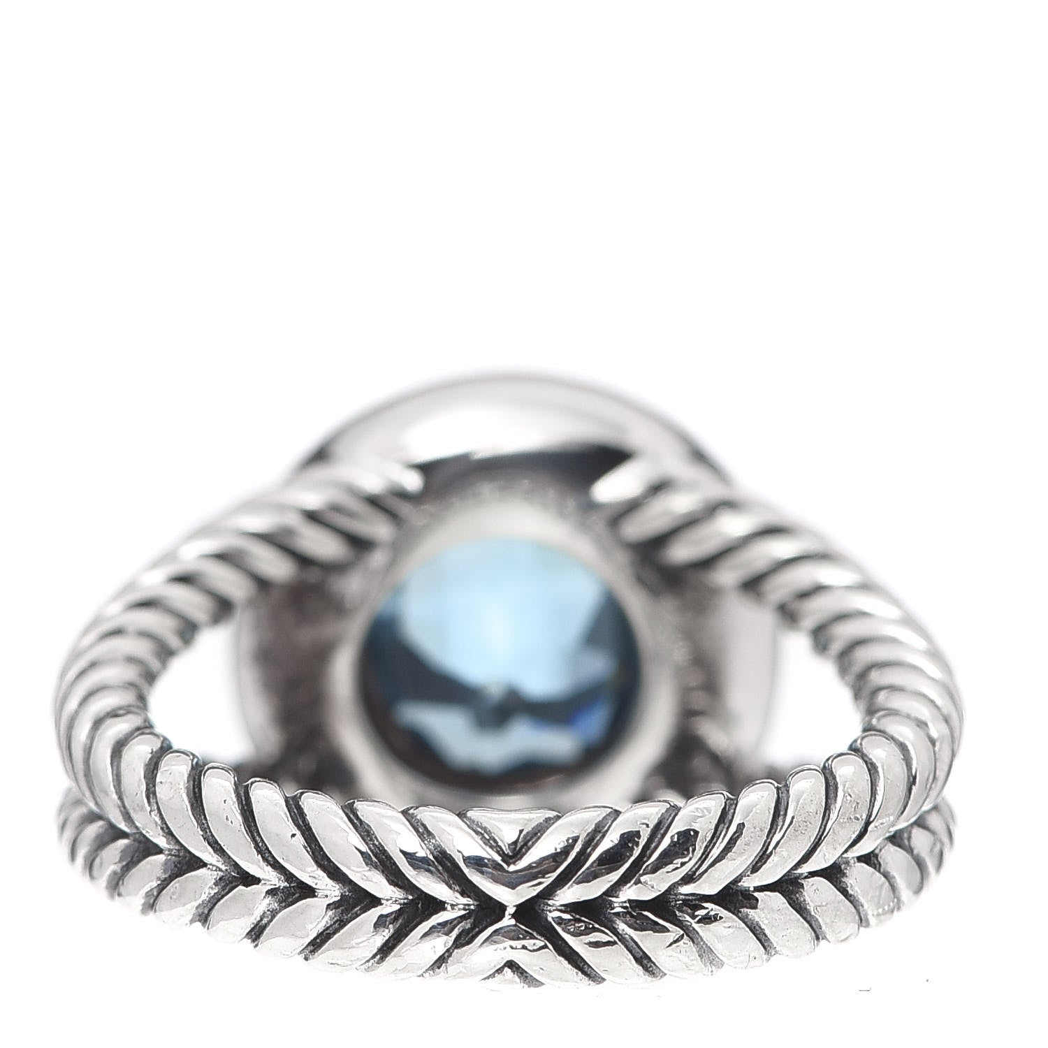 David Yurman Sterling Silver Diamond Blue Topaz 8mm Petite Cerise Ring 52 6 4 of 5