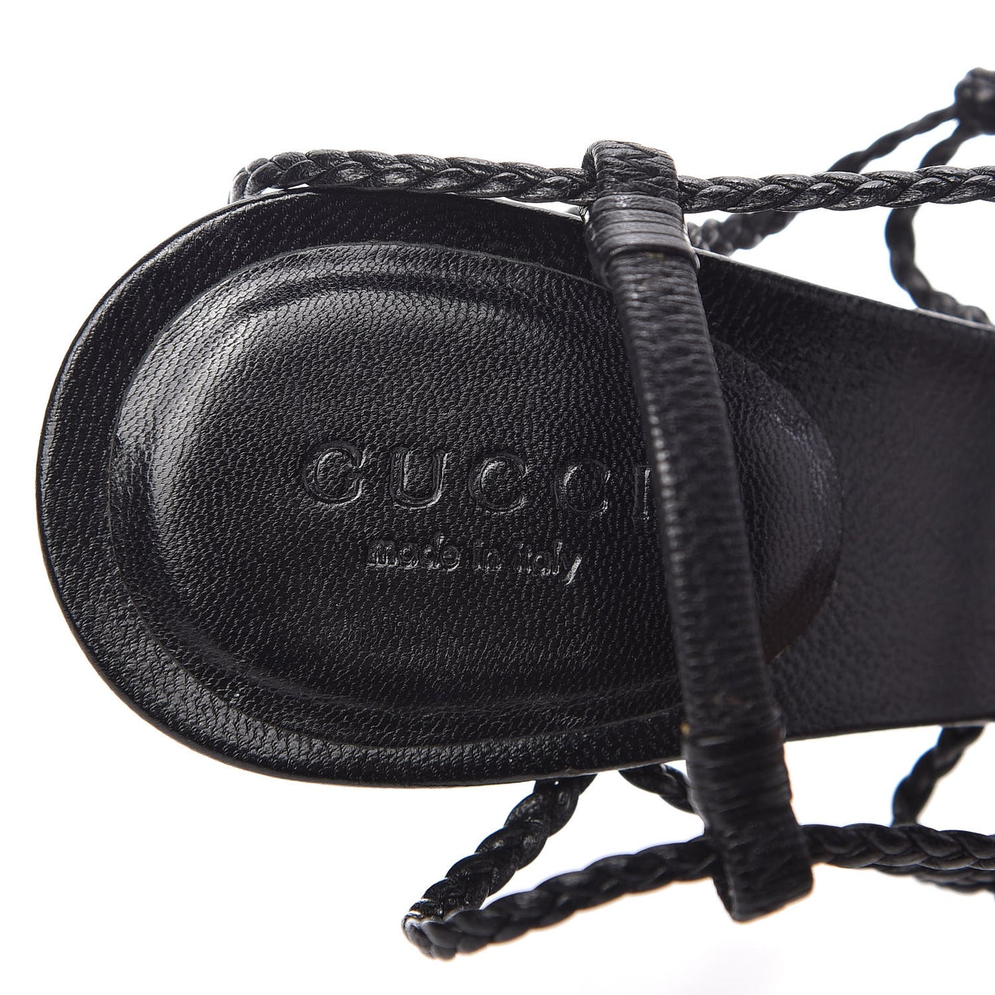 Calfskin Braided Strap Sandals 7 Black