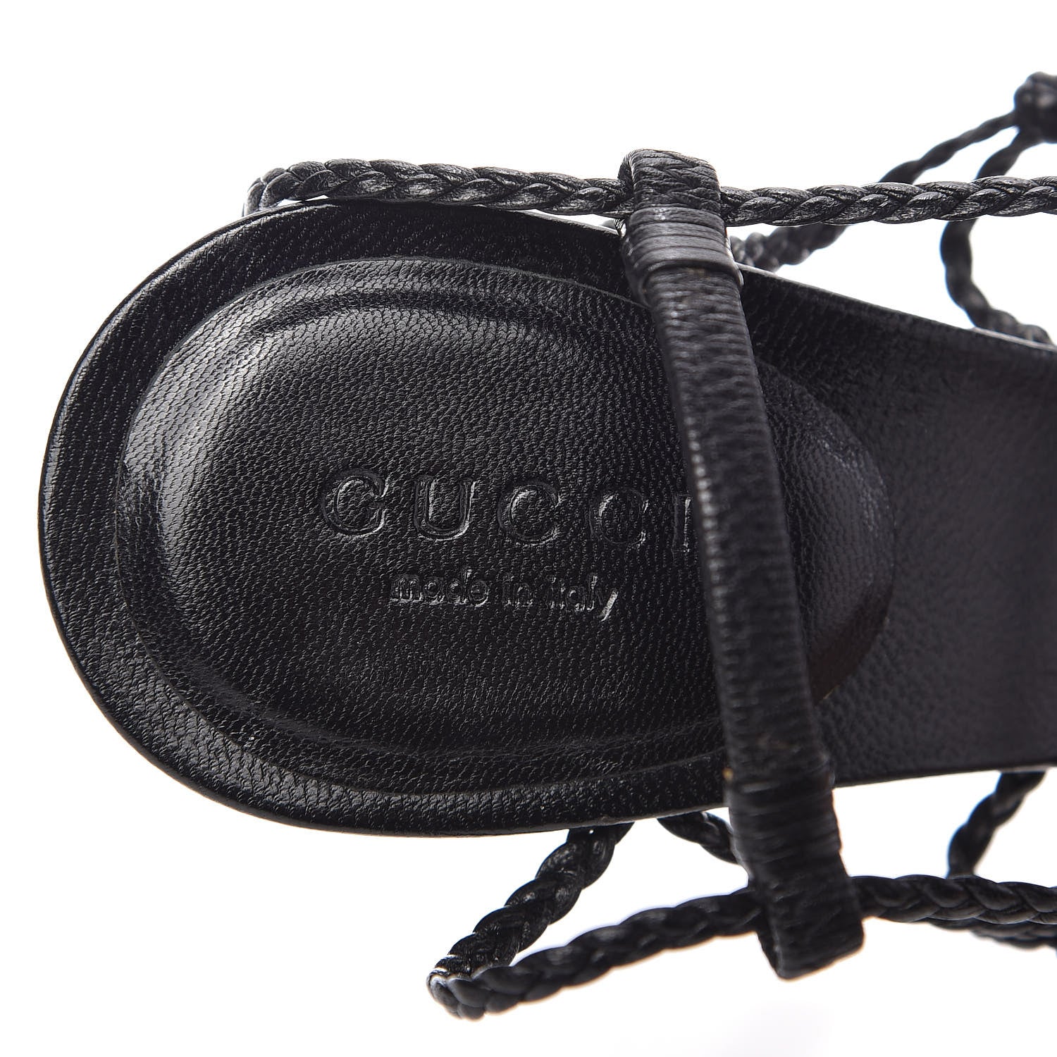 Gucci Calfskin Braided Strap Sandals 7 Black 7 of 10