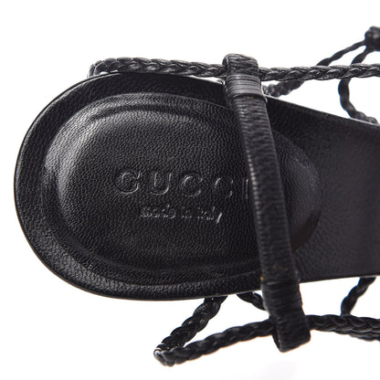 Gucci Calfskin Braided Strap Sandals 7 Black 7 of 10