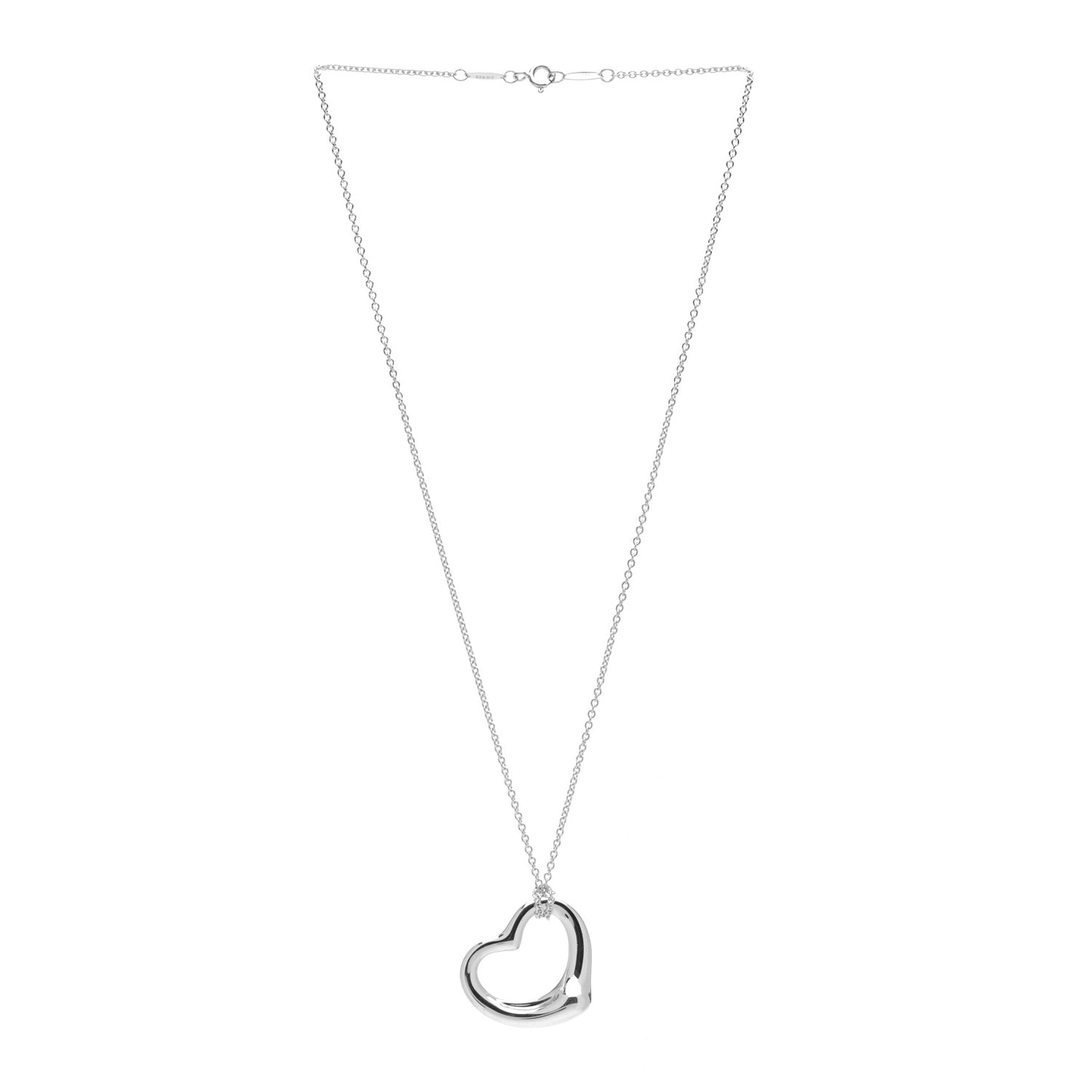 Sterling Silver 27mm Elsa Peretti Open Heart Pendant Necklace