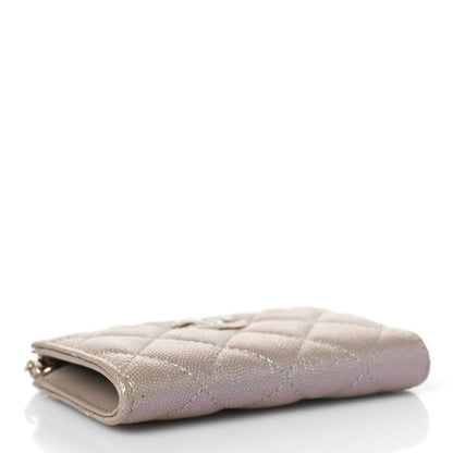 Chanel Iridescent Caviar Quilted Zipped Key Holder Case Beige 4 of 9