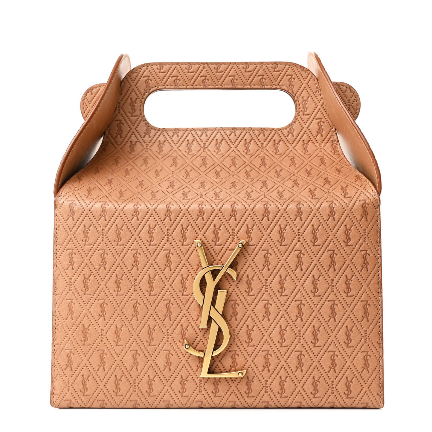 Calfskin Monogram Take Away Box Dusty Vintage Brown Gold