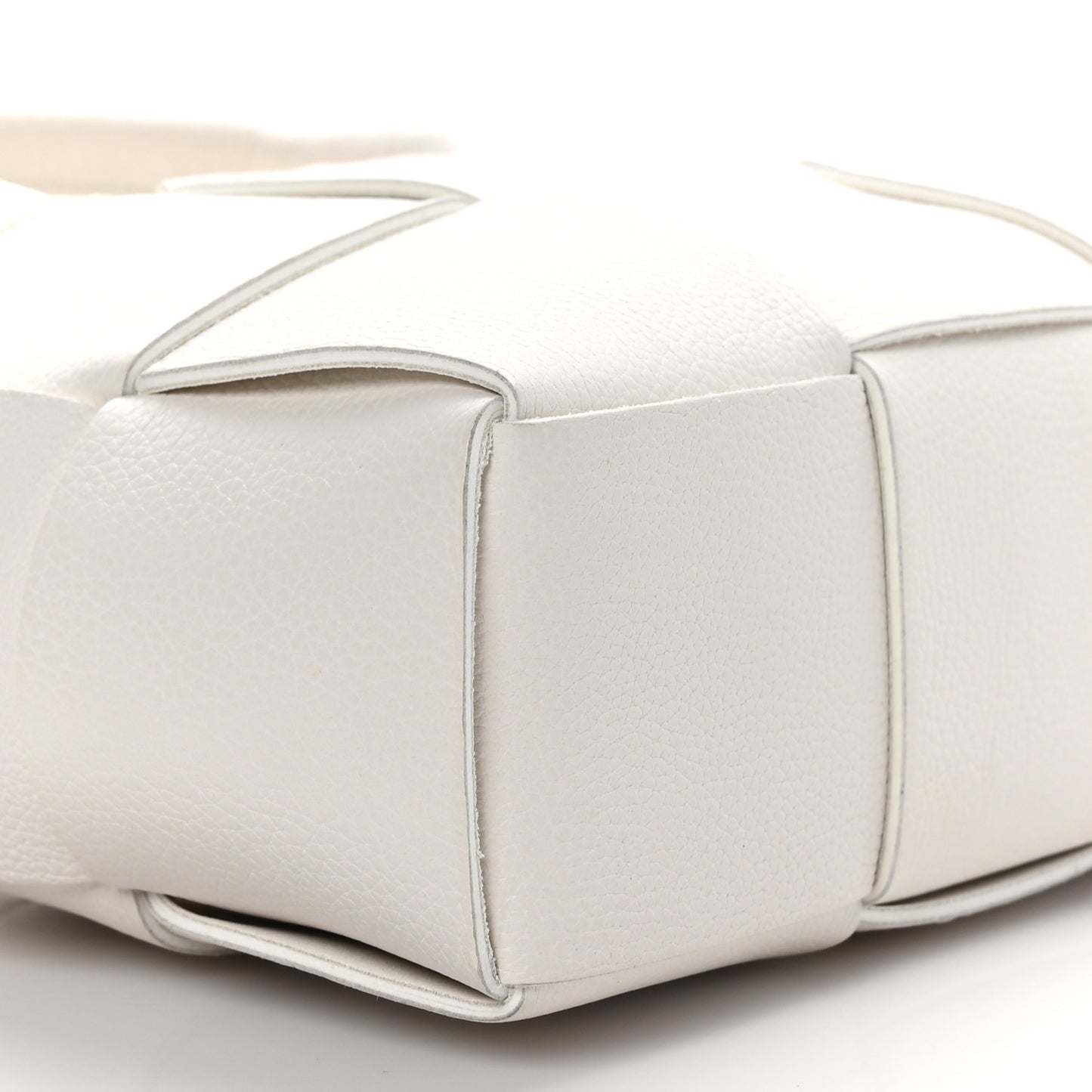 BOTTEGA VENETA Grained Calfskin Intrecciato Candy Arco Tote White