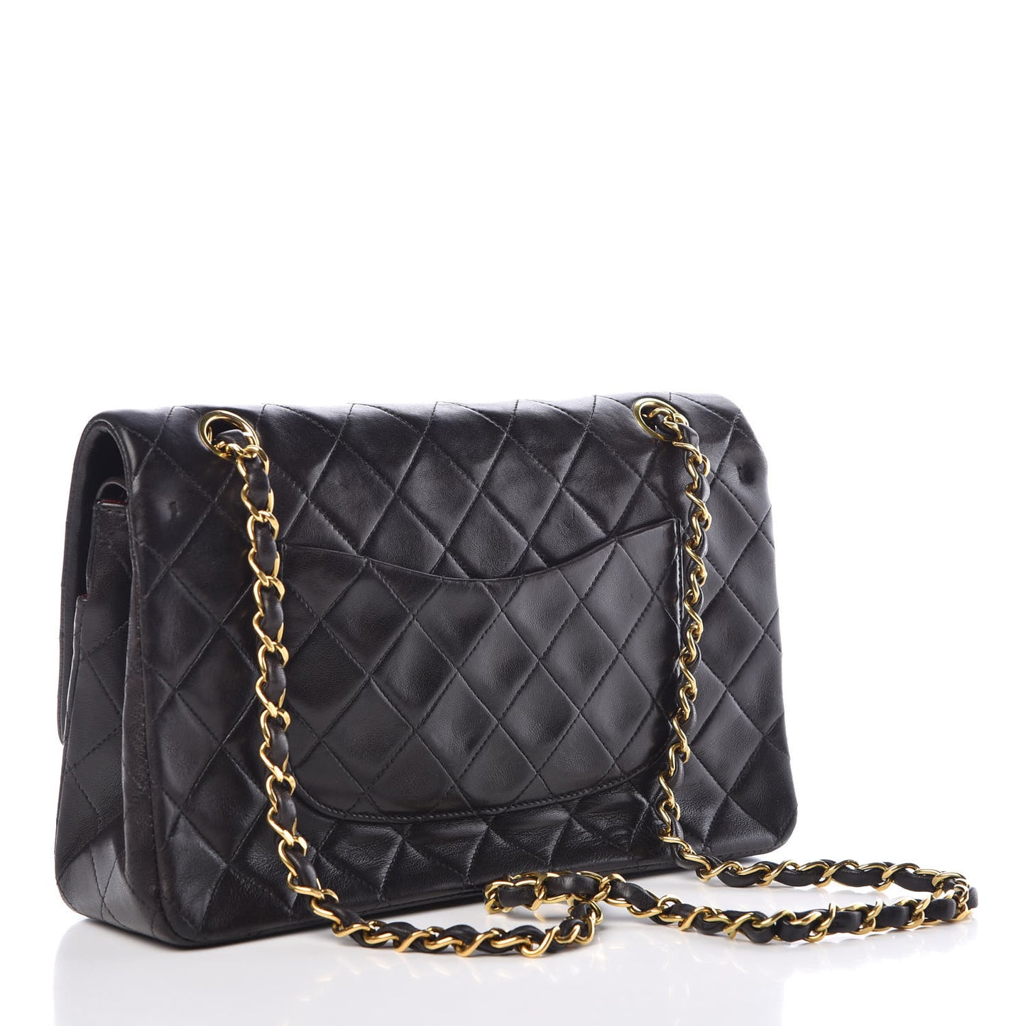 Lambskin Quilted Medium Double Flap Black