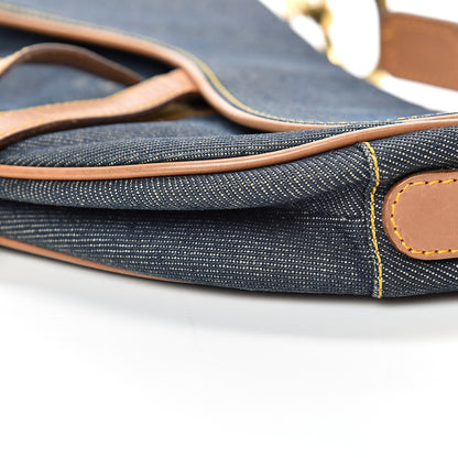 Christian Dior Denim Calfskin Saddle Bag Blue 9 of 13