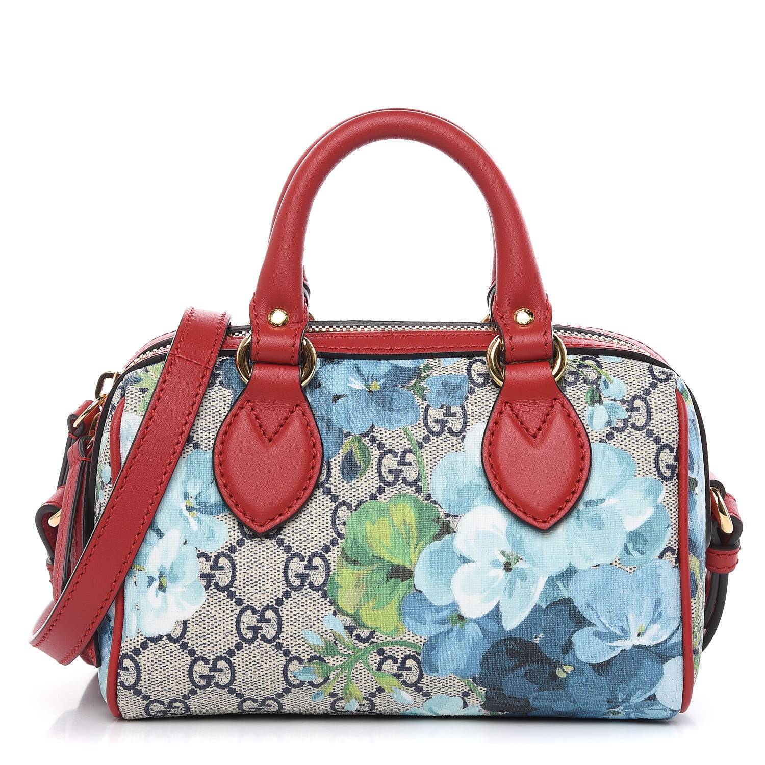 Gucci GG Supreme Monogram Blooms Mini Boston Navy Blue Hibiscus 1 of 9