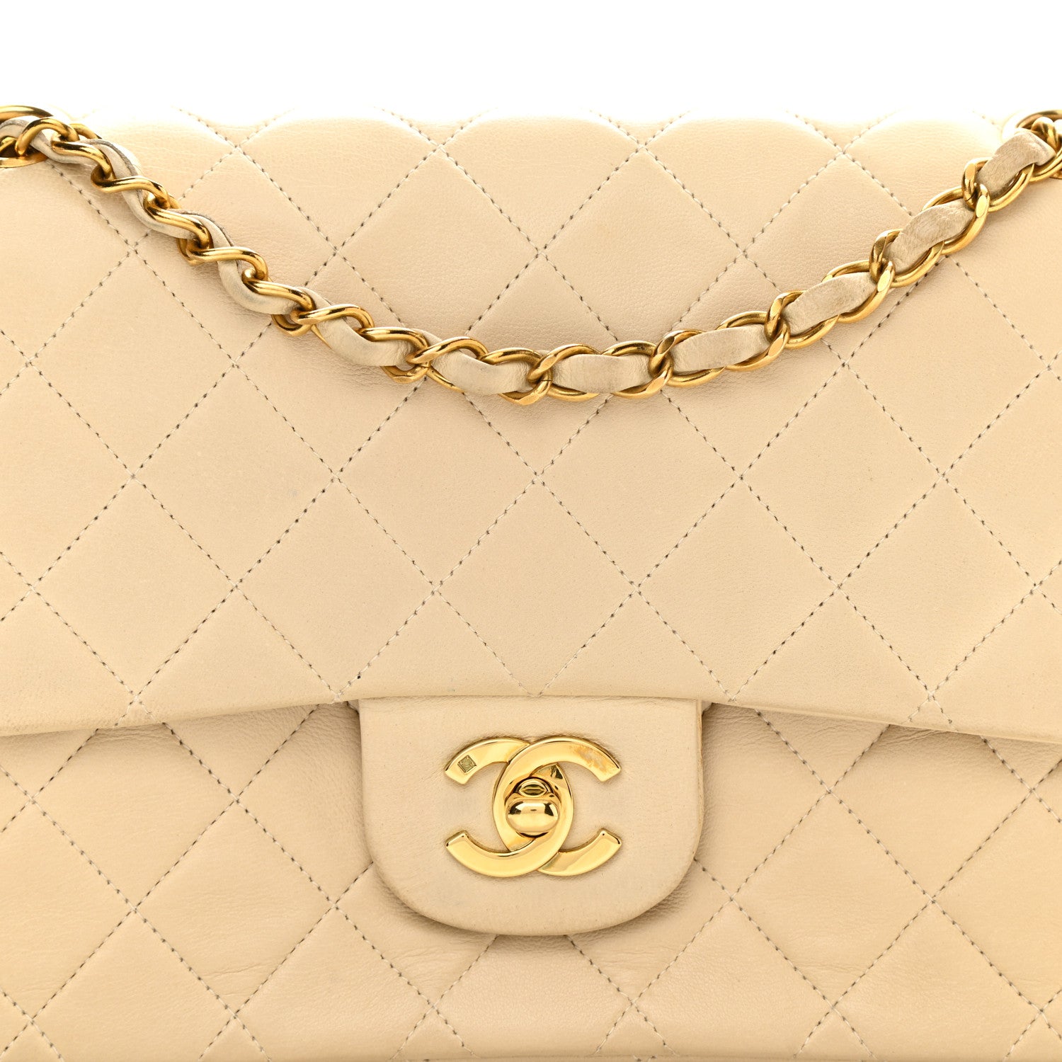 Chanel Lambskin Quilted Medium Double Flap Beige 9 of 15