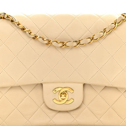 Chanel Lambskin Quilted Medium Double Flap Beige 9 of 15