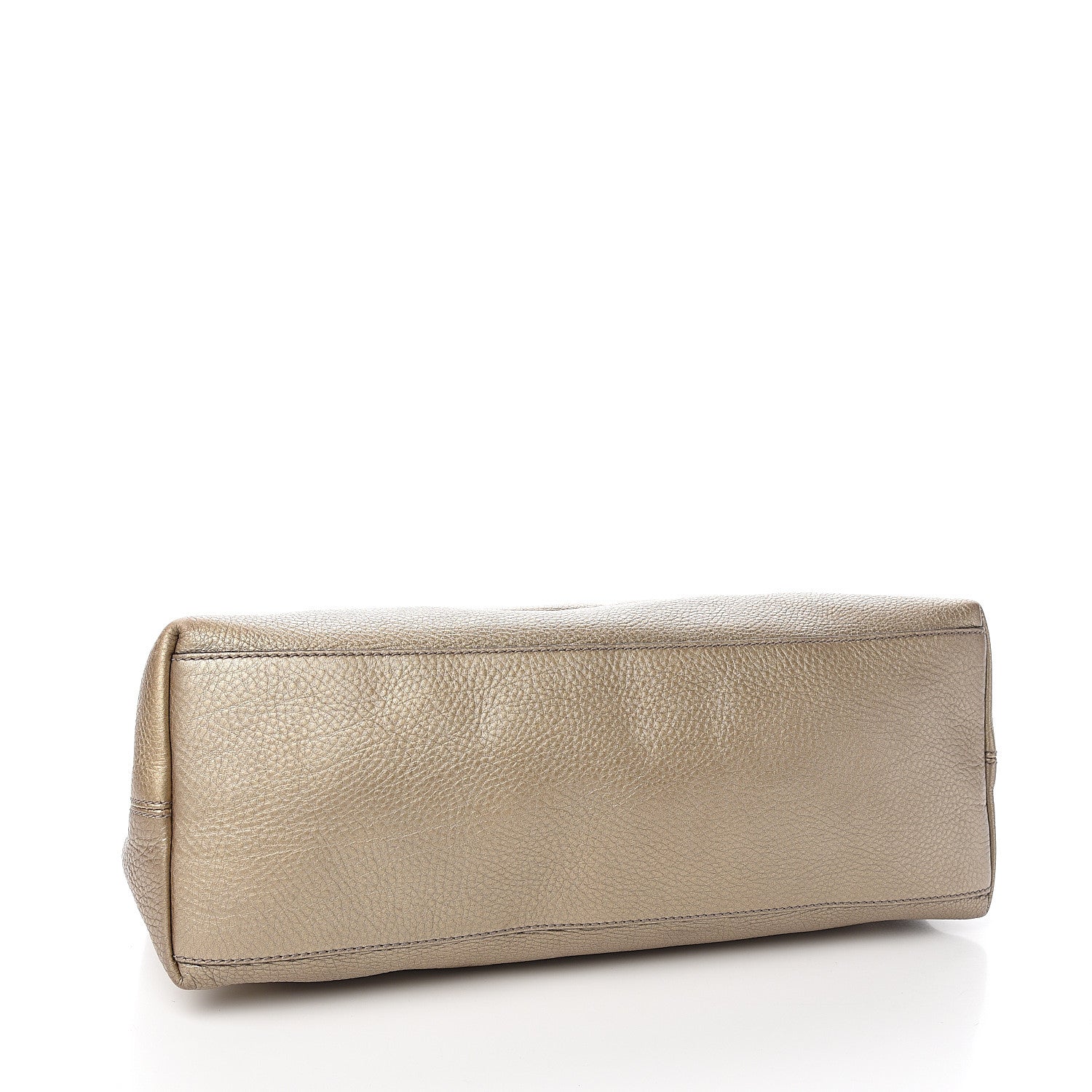 Gucci Metallic Pebbled Calfskin Medium Soho Chain Shoulder Bag Golden Beige 3 of 9