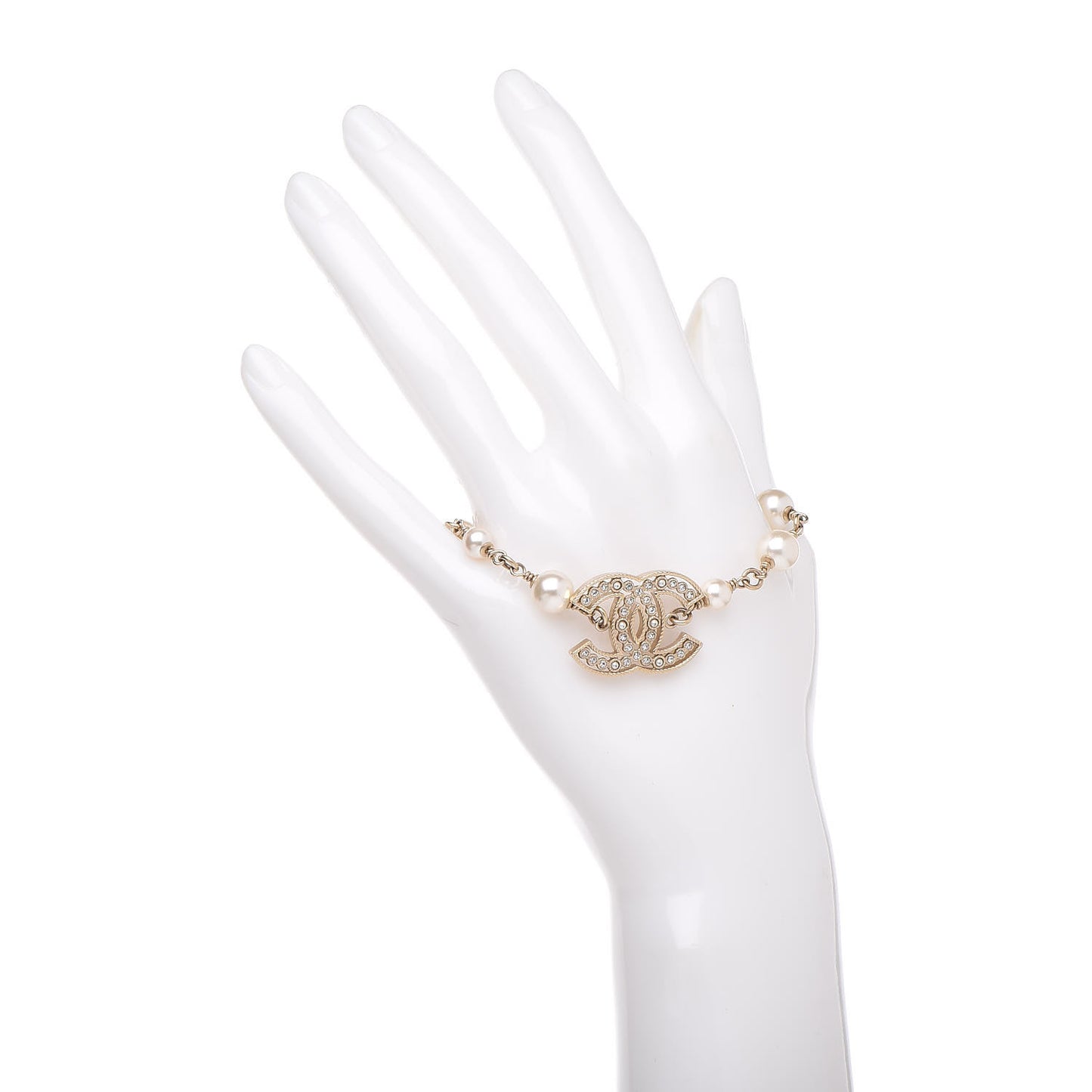 Pearl Crystal CC Bracelet Gold