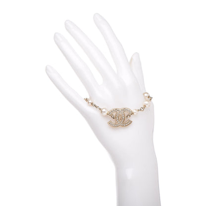 Chanel Pearl Crystal CC Bracelet Gold 2 of 6