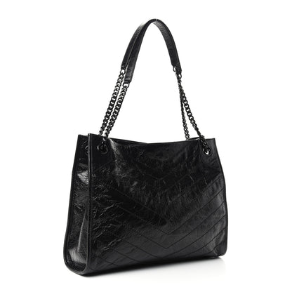Saint Laurent Crinkled Calfskin Matelasse Monogram Medium Niki Shopper Tote Black 3 of 9