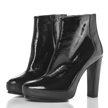 Balenciaga Nappa Vernis Ecorce Platform Ankle Boots 38 Black 3 of 10