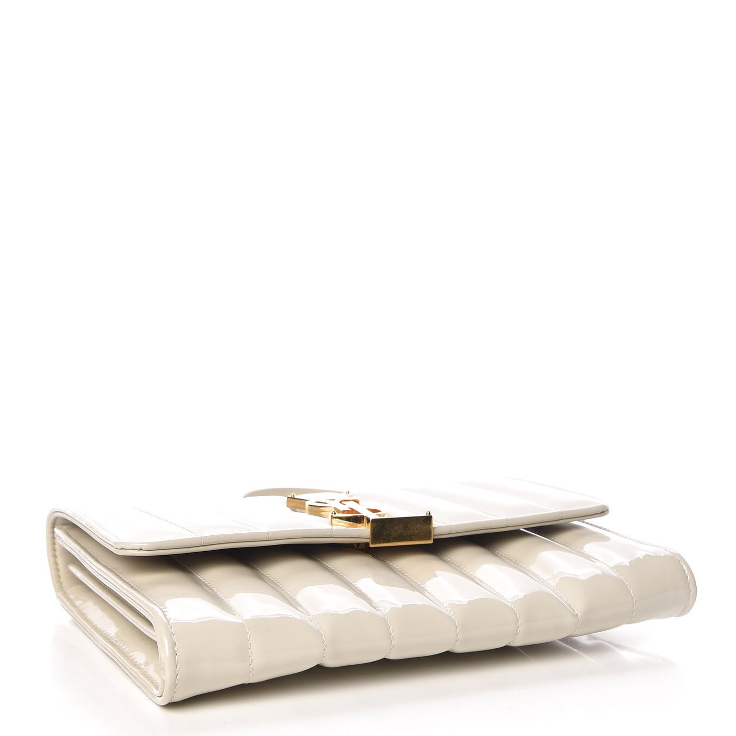 Patent Calfskin Matelasse Monogram Vicky Chain Wallet Off White
