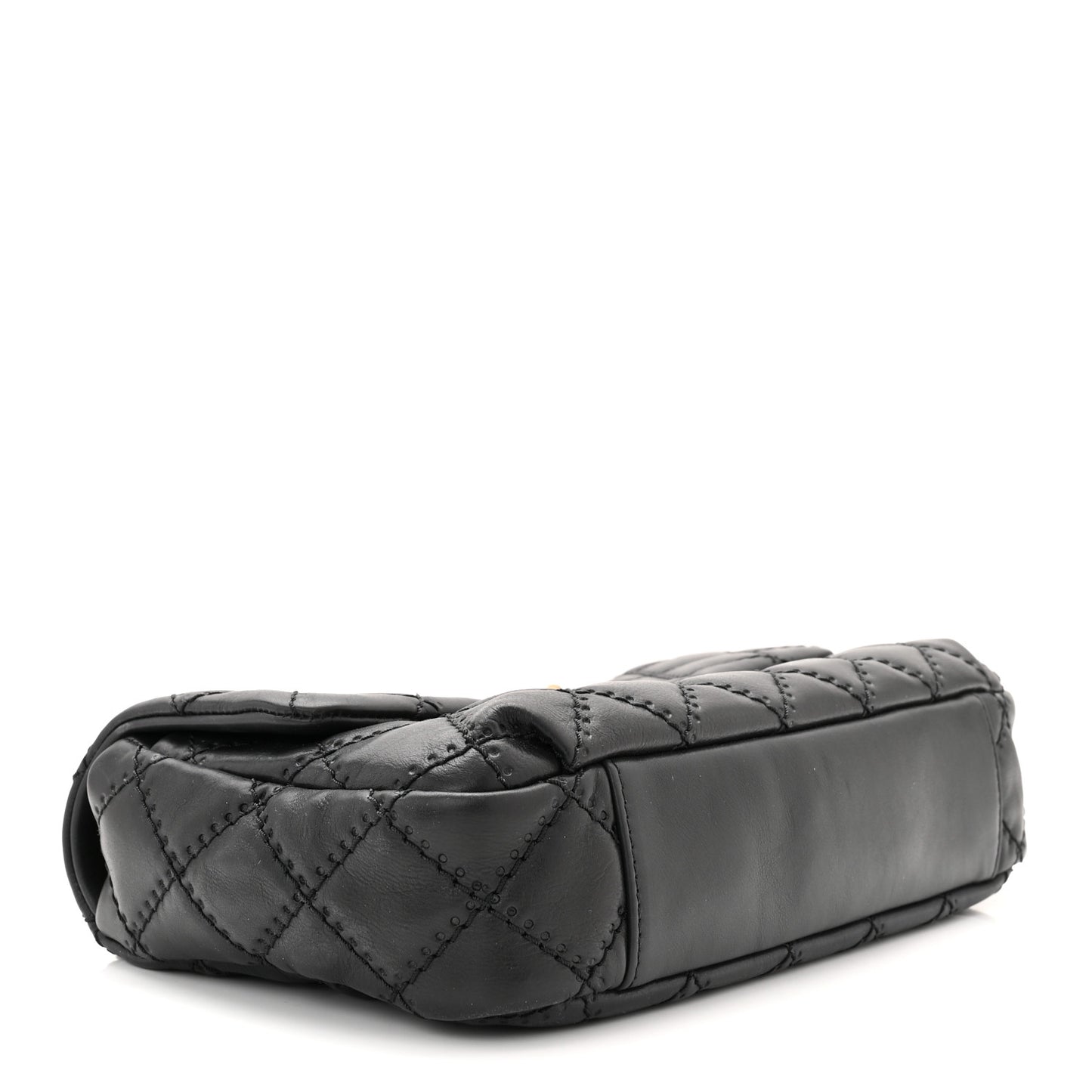 Calfskin Quilted Retro Chain Flap Black