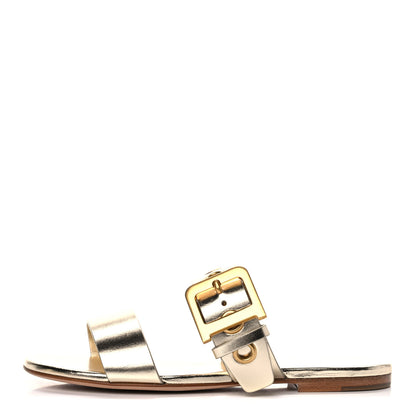 Christian Dior Laminated Calfskin D-Dior Slide Flat Sandals 35.5 Pale Gold 1 of 12