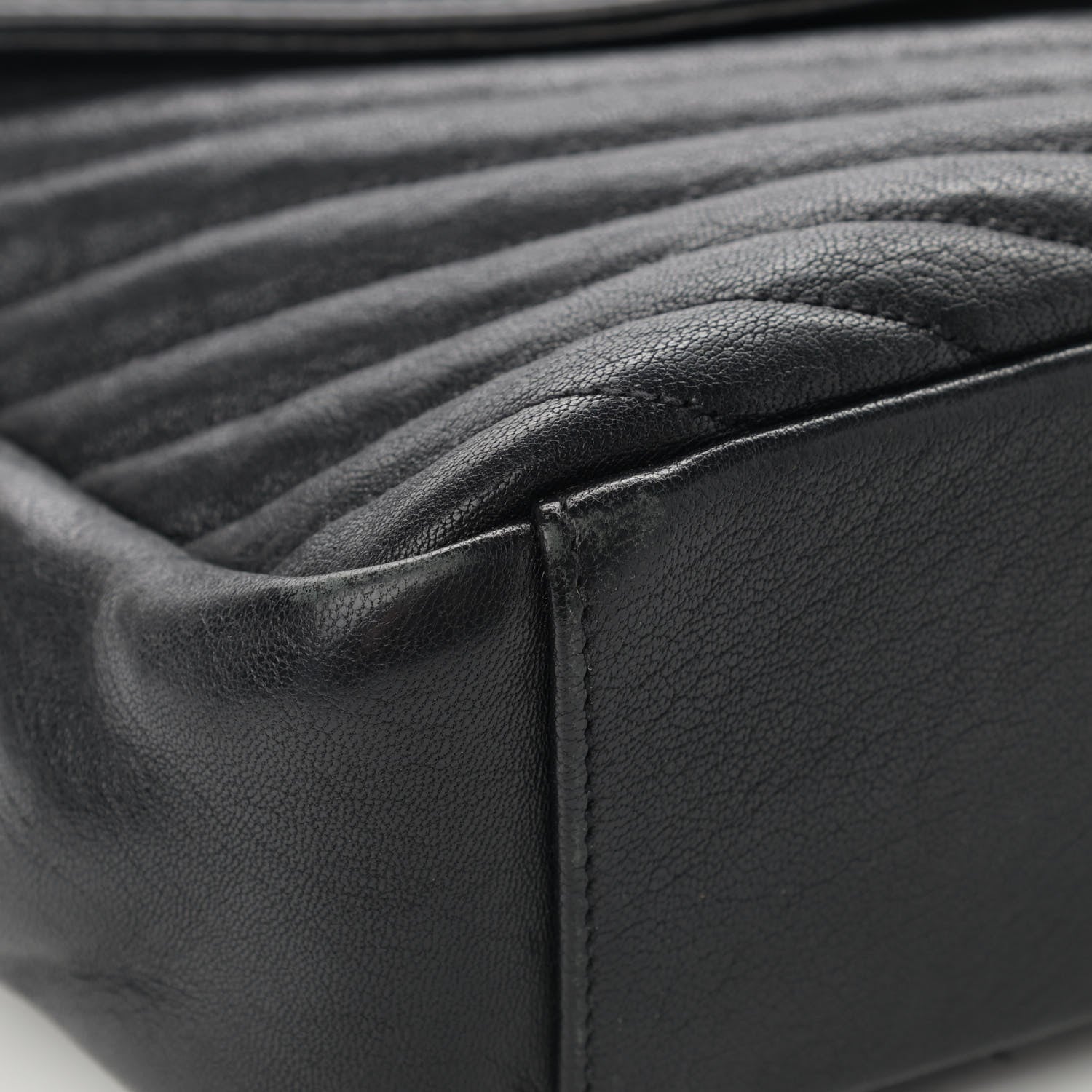 Saint Laurent Sheepskin Matelasse Chevron Monogram Large College Satchel Black 9 of 15