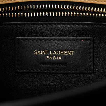 Saint Laurent Canvas Calfskin Classic Monogram Cassandra Clasp Bag Grege Brown Gold 6 of 12