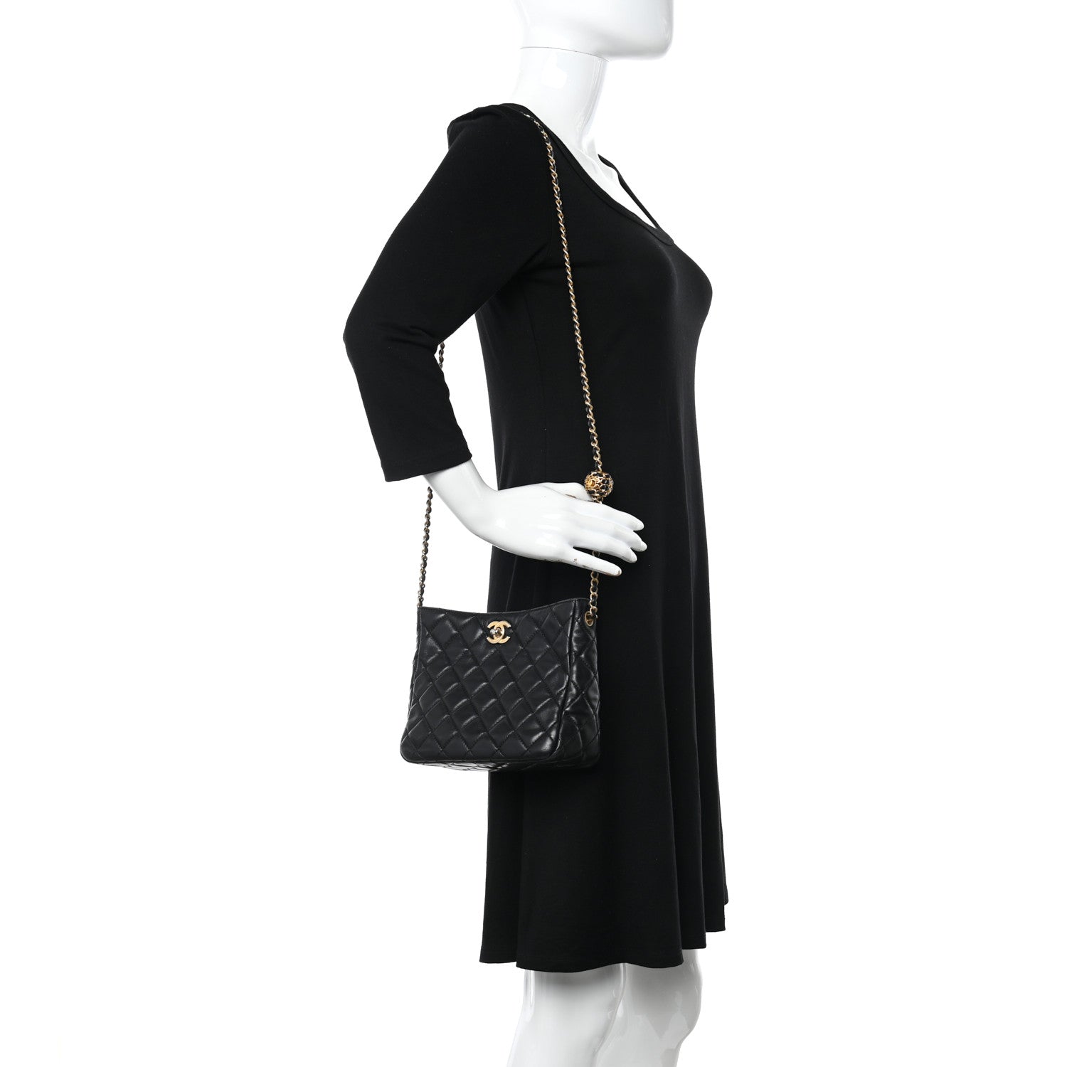 Chanel Lambskin Quilted Small Pearl Crush Hobo Black 2 of 10