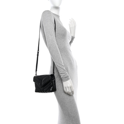 Saint Laurent Calfskin Y Quilted Monogram Monochrome Toy Loulou Crossbody Bag Black 2 of 11