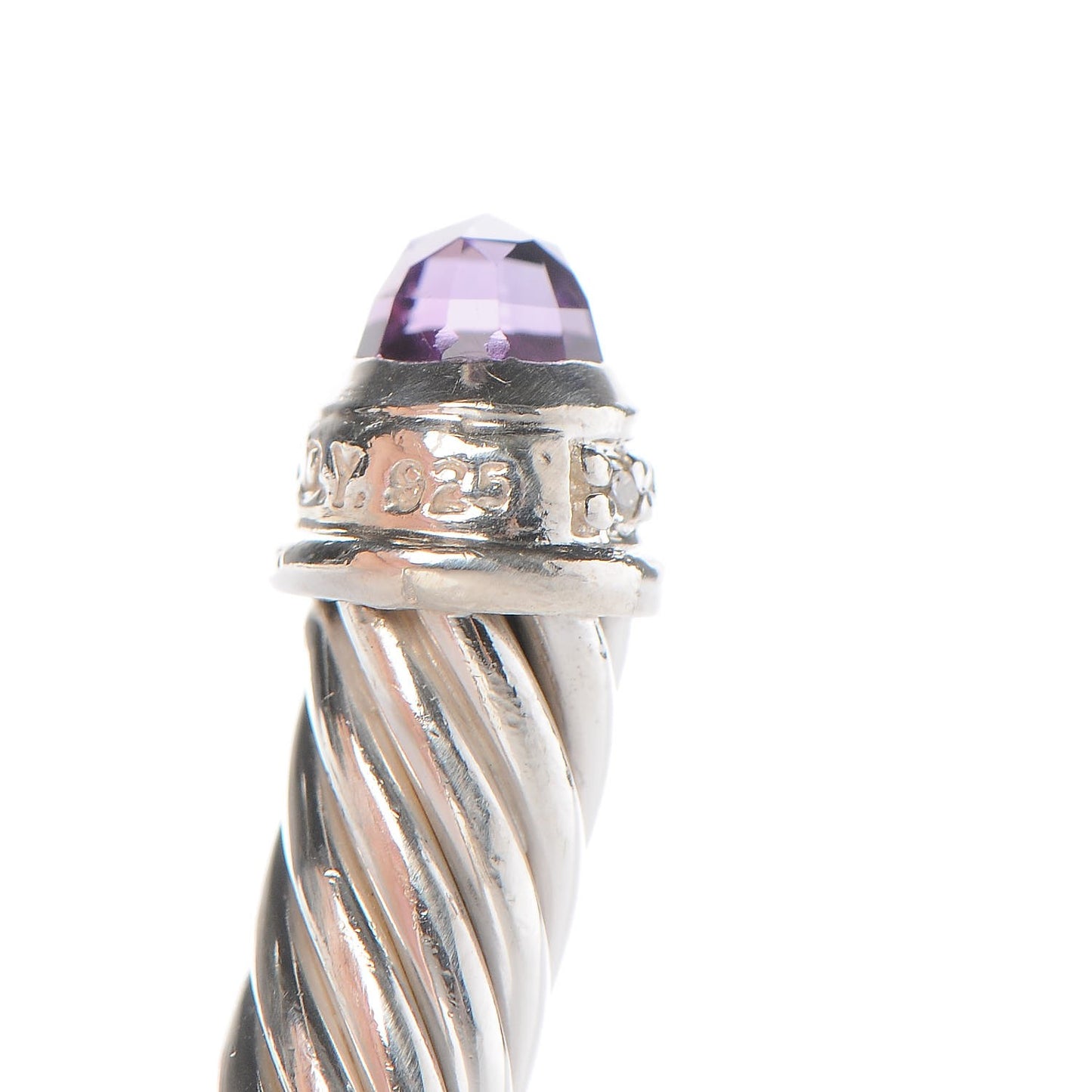 Sterling Silver Diamond Amethyst 5mm Cable Classics Bracelet